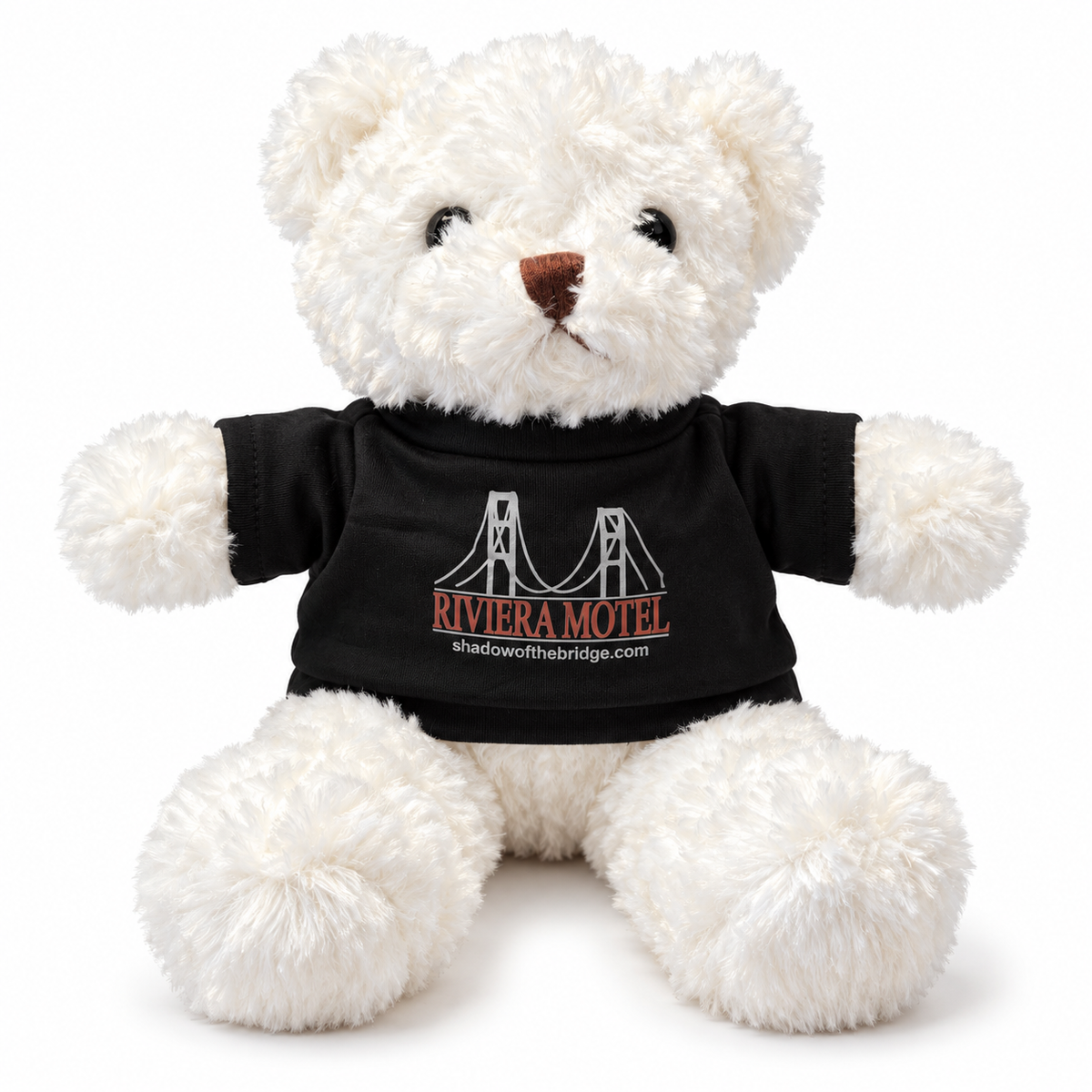 Riviera Motel White Teddy Bear with Black T-Shirt