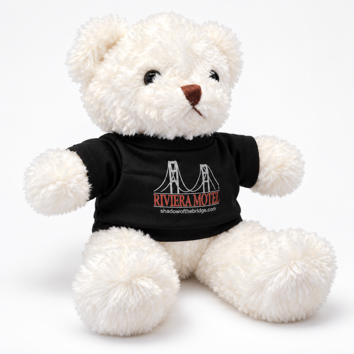 Riviera Motel White Teddy Bear with Black T-Shirt