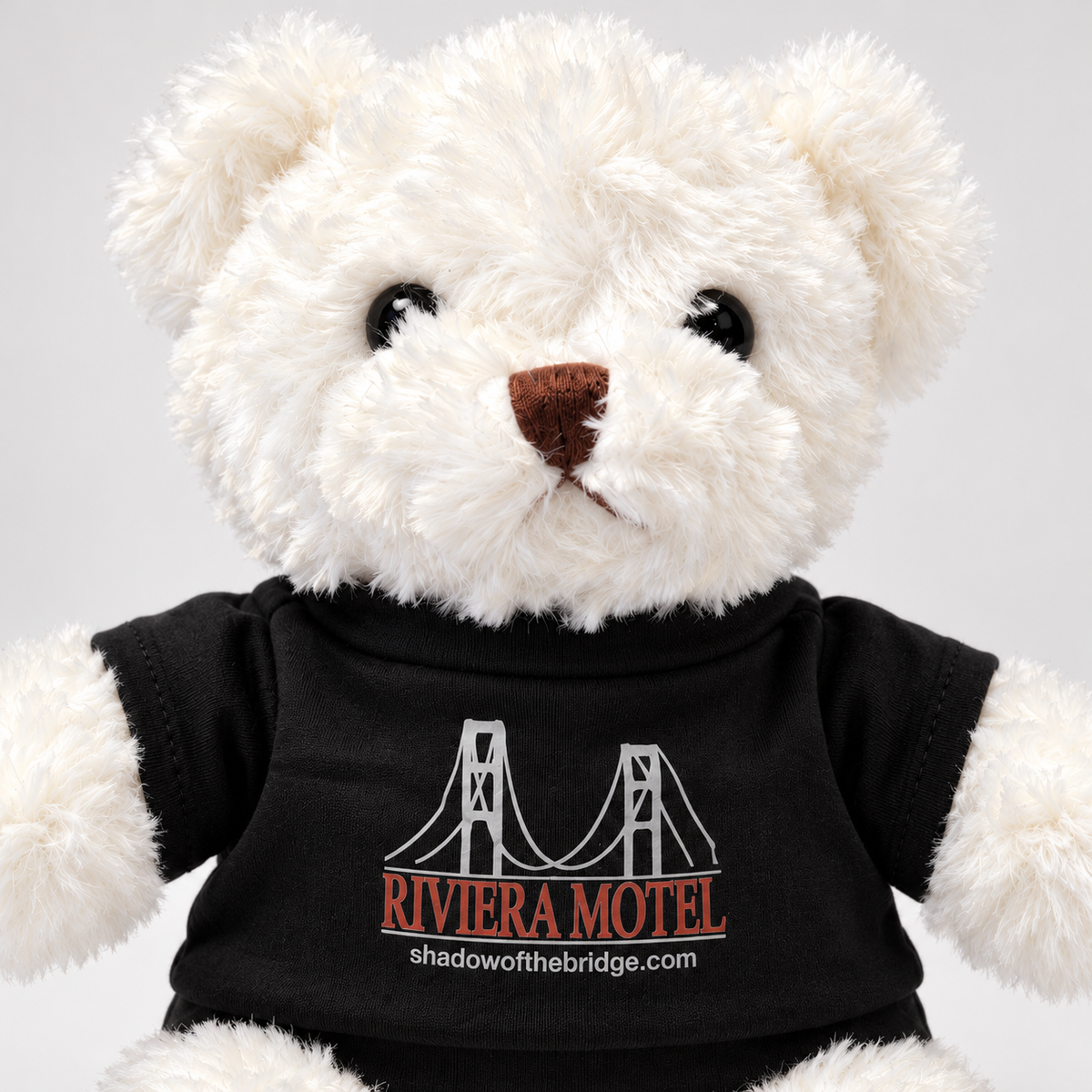 Riviera Motel White Teddy Bear with Black T-Shirt