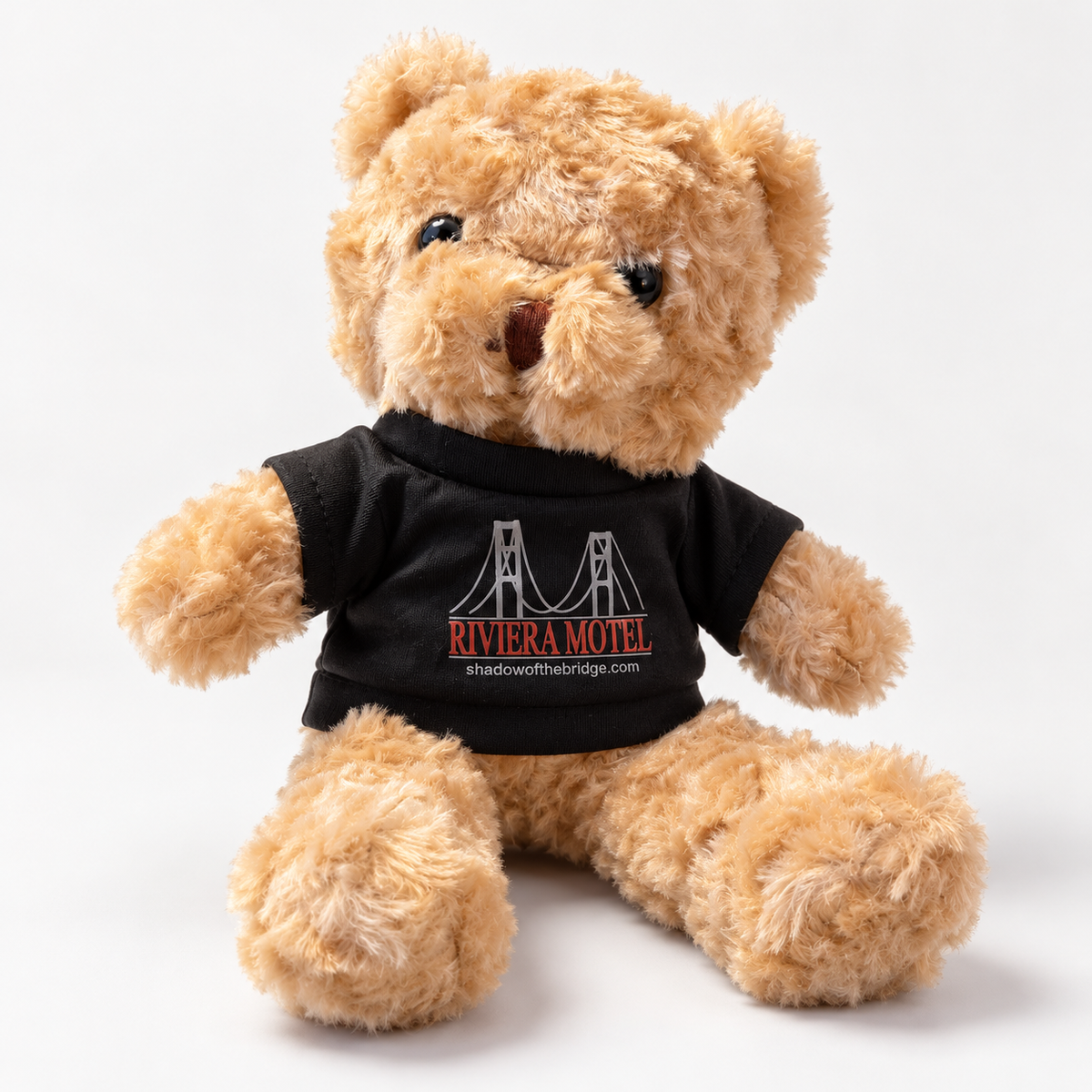 Riviera Motel Golden Teddy Bear with Black T-Shirt