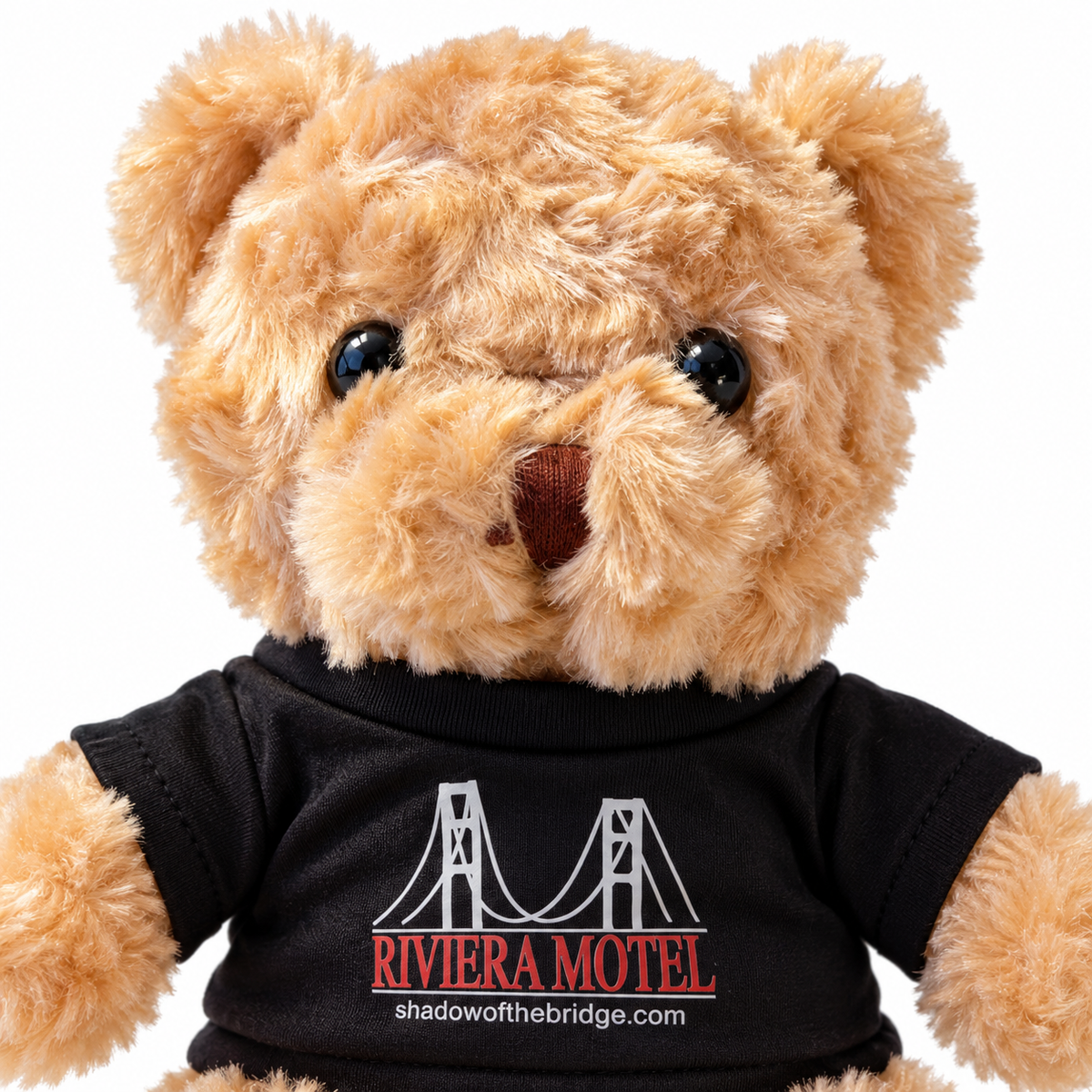 Riviera Motel Golden Teddy Bear with Black T-Shirt