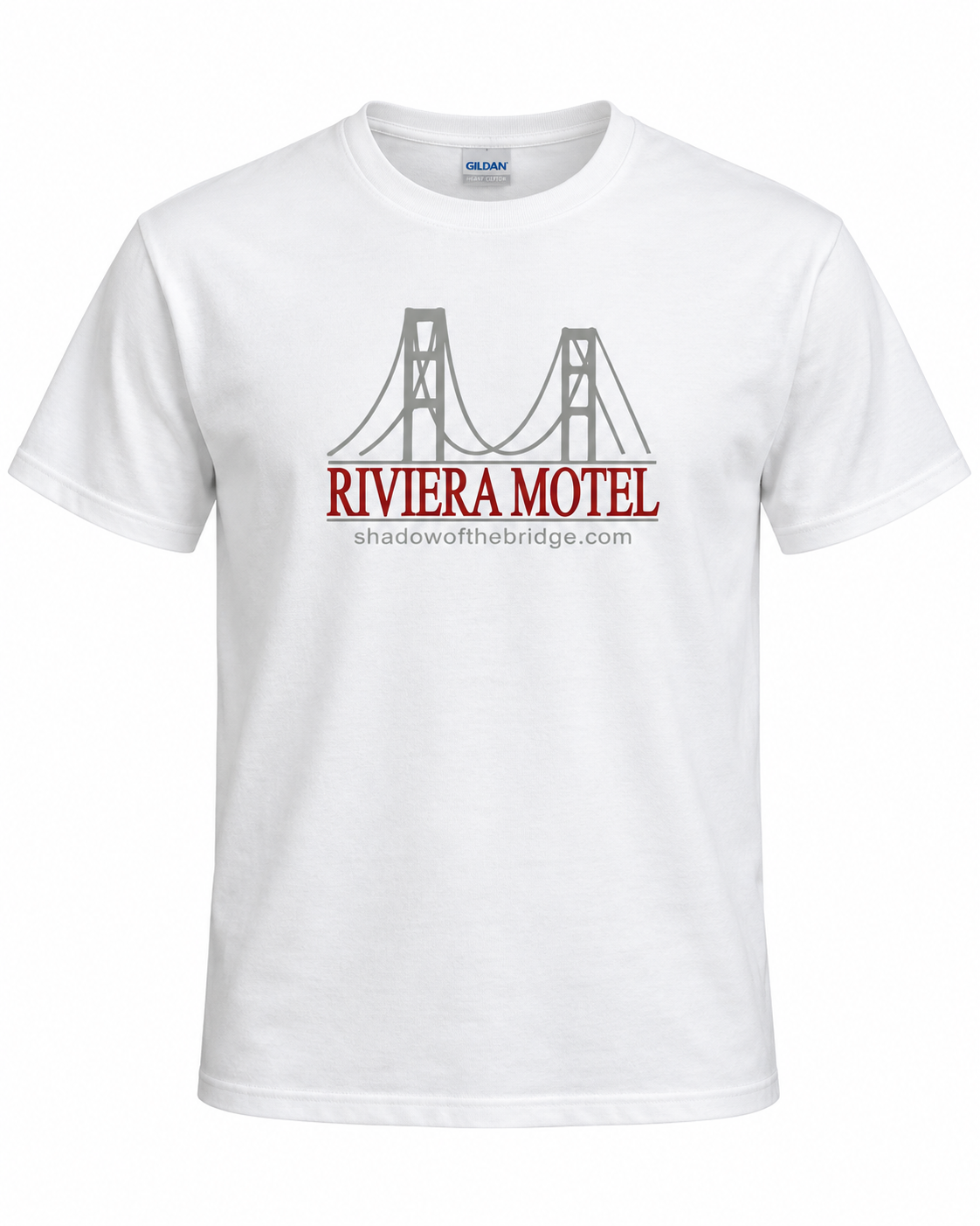 Riviera Motel Mackinac Bridge Adult T-Shirt – White