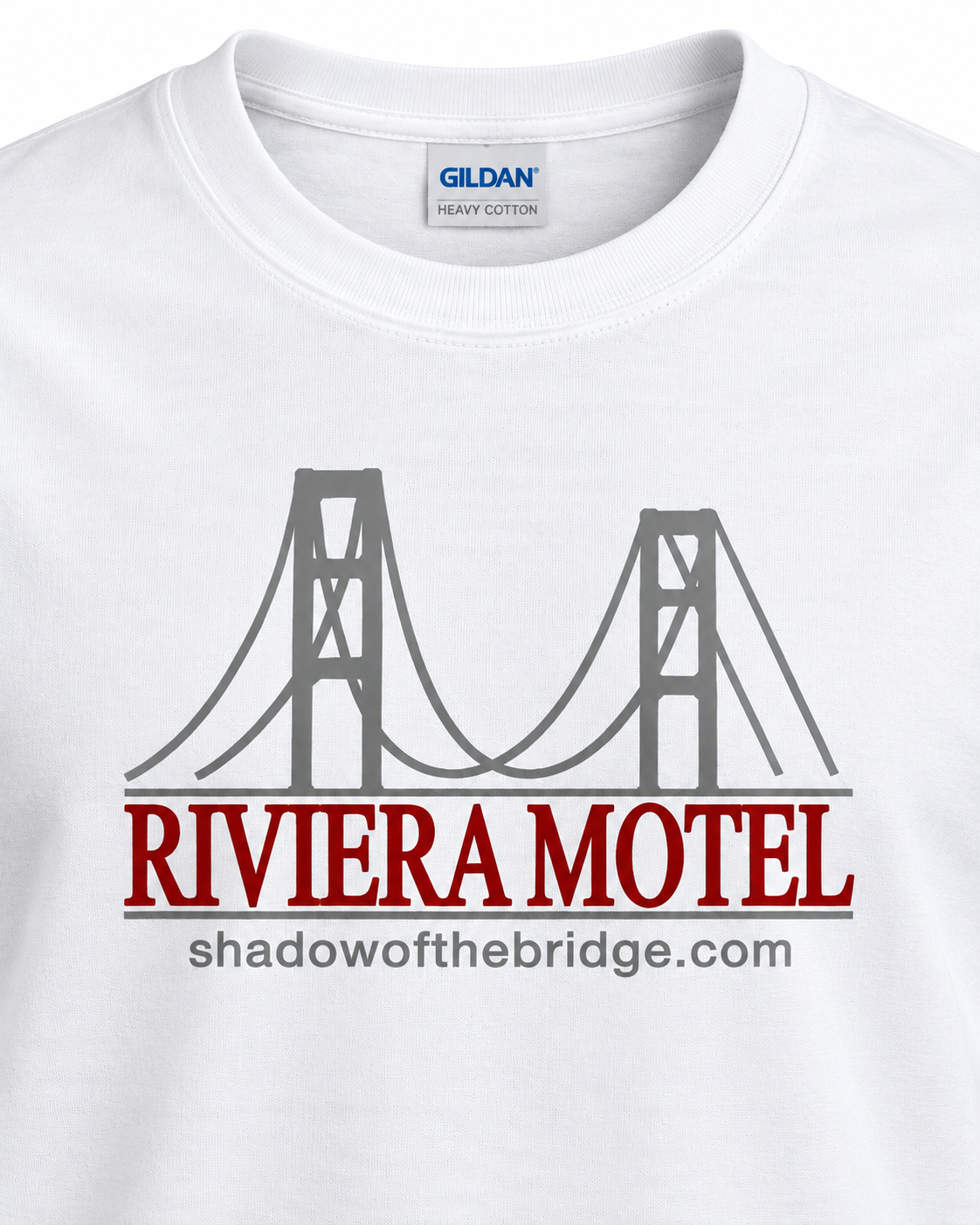 Riviera Motel Mackinac Bridge Adult T-Shirt – White